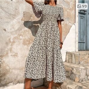 Floral Print Butterfly Midi Dress